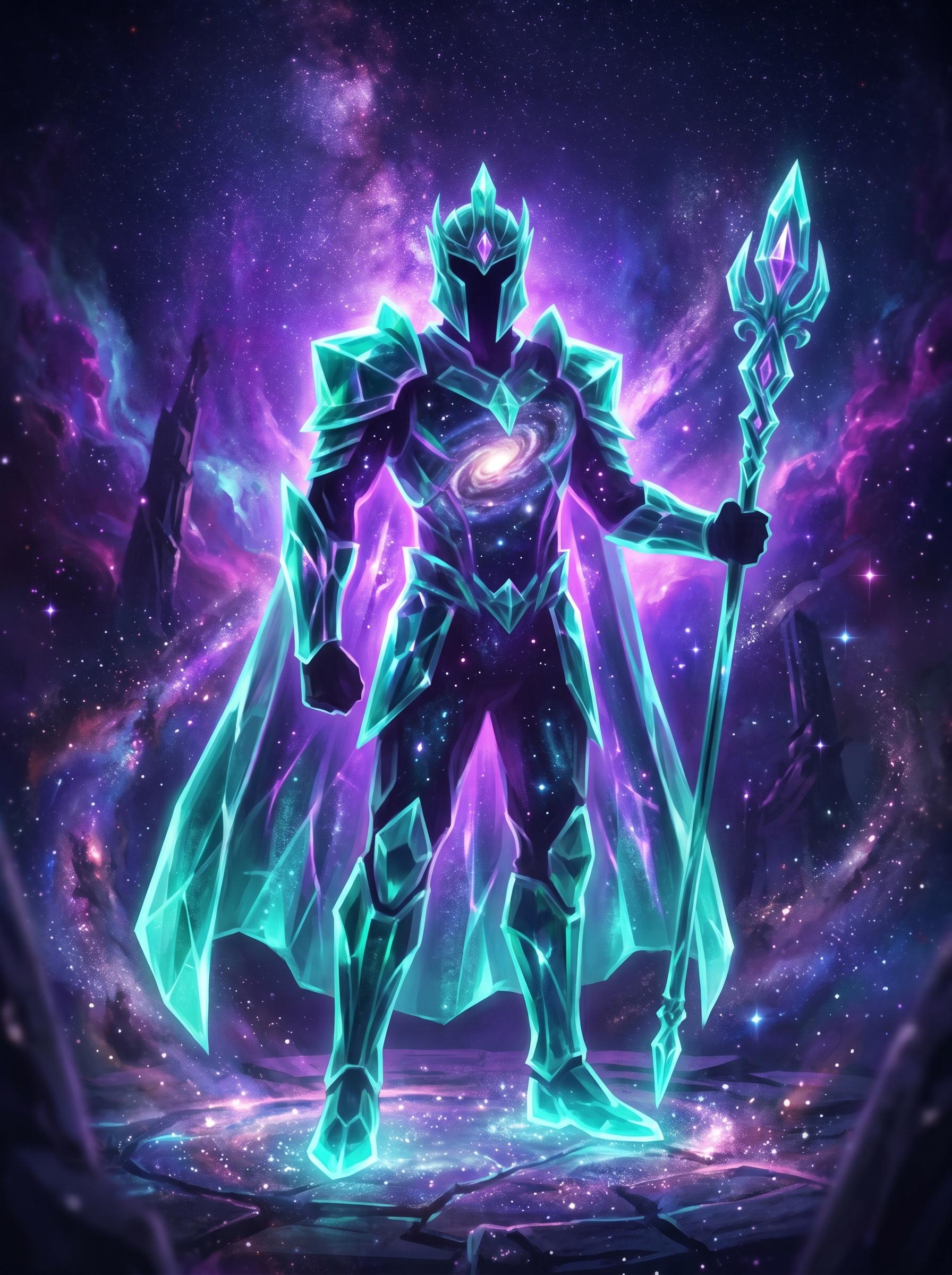 A crystalline character silhouette