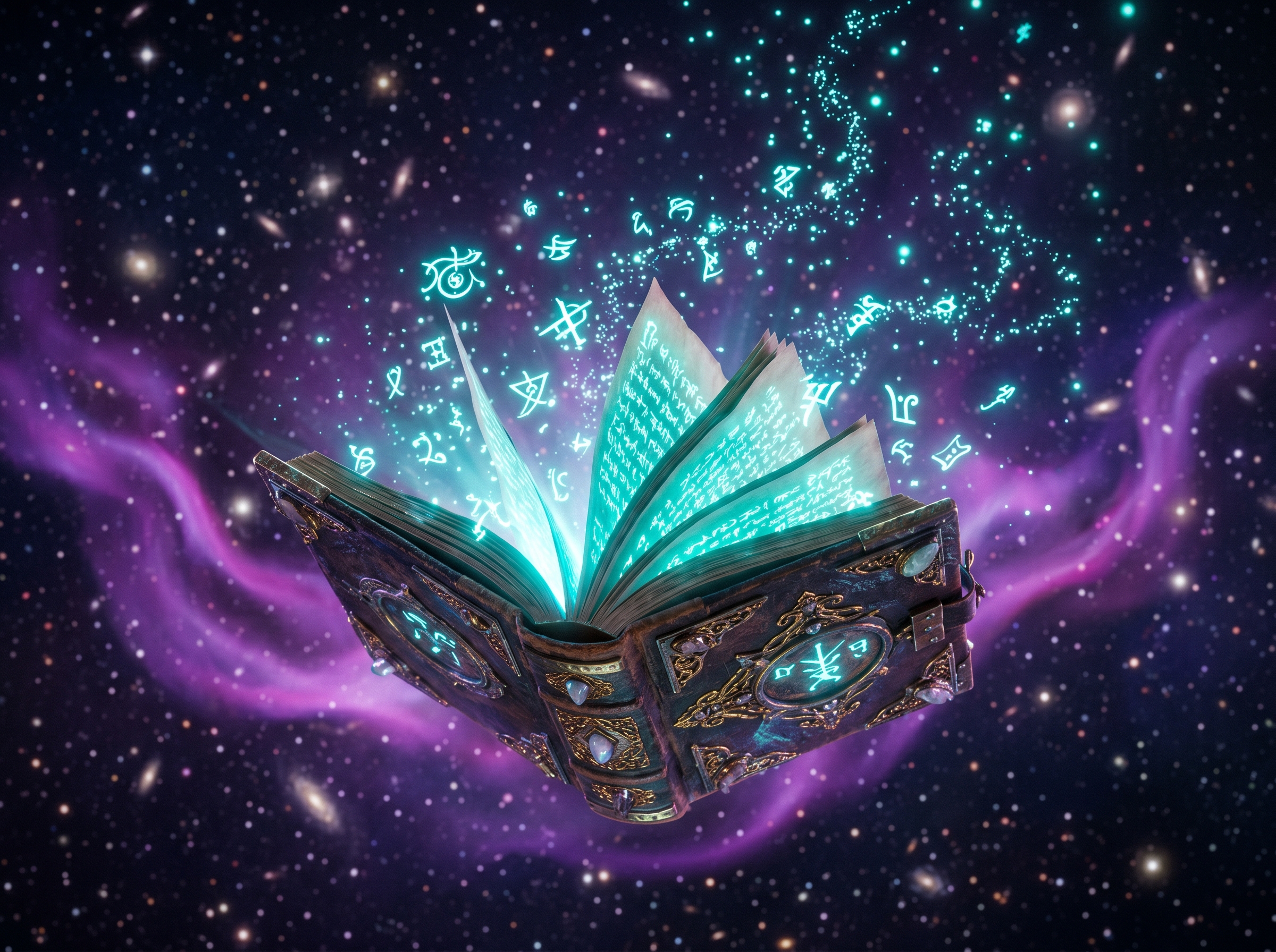 A glowing magical grimoire